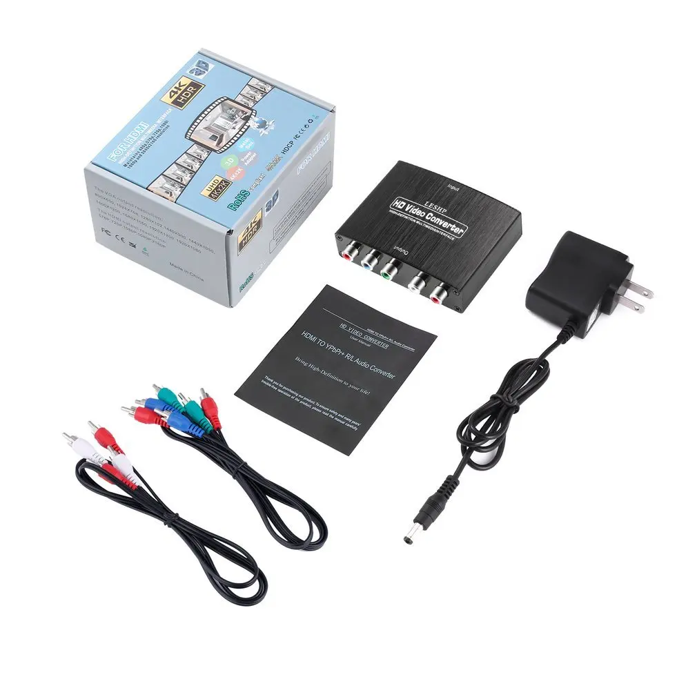 LESHP 2 канала импульсно-Кодовая Модуляция(LPCM) 50/60HZ 1,65 Гбит/с/165 МГц HDMI к RGB компонент(YPbPr) видео+ R/L аудио адаптер конвертер HD ТВ черный