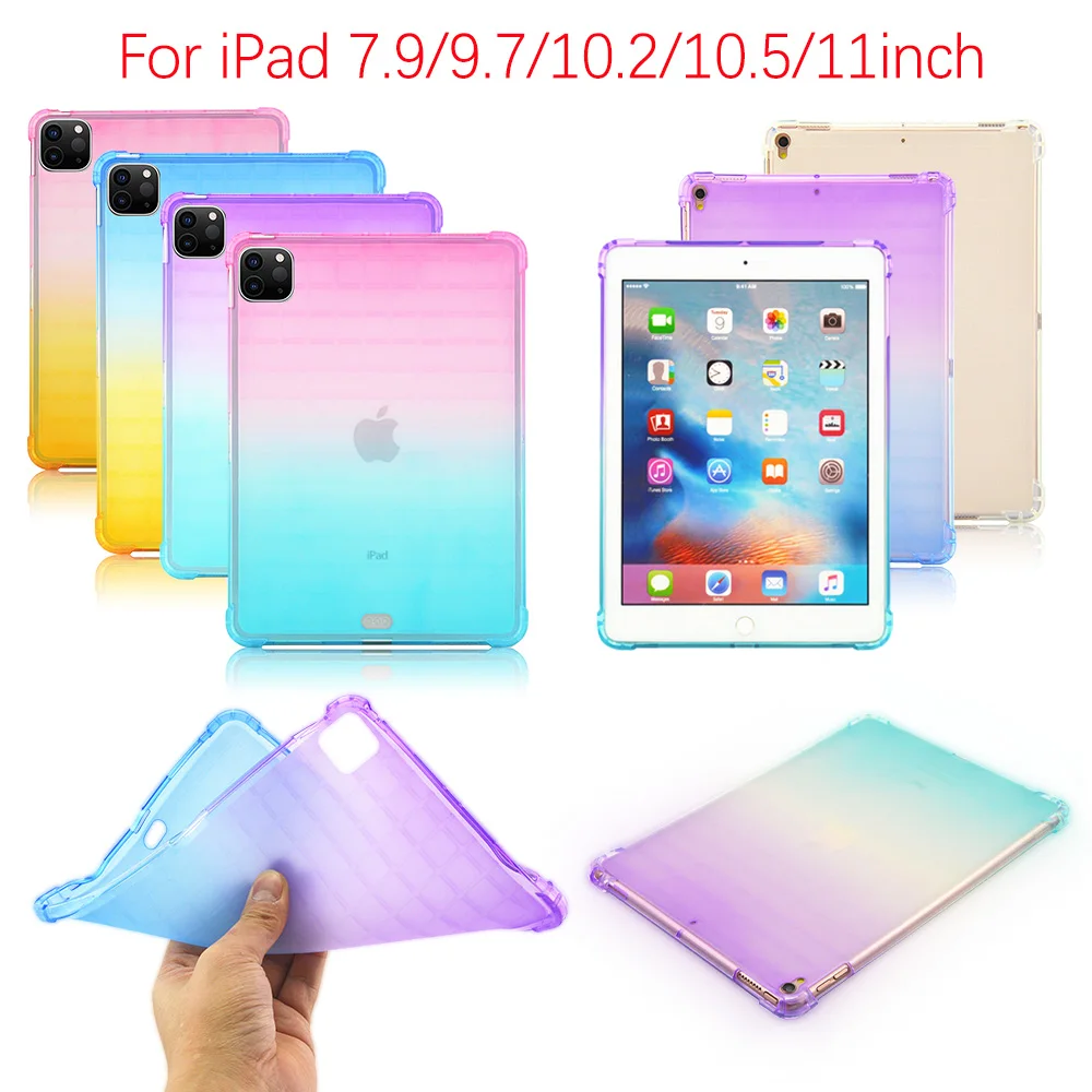 

For Apple iPad 7th Generation Case 10.2" TPU Silicon For iPad Pro 11 Case Gradient Color Mini5 7.9" 20172018 9.7" Pro 10.5 Cover