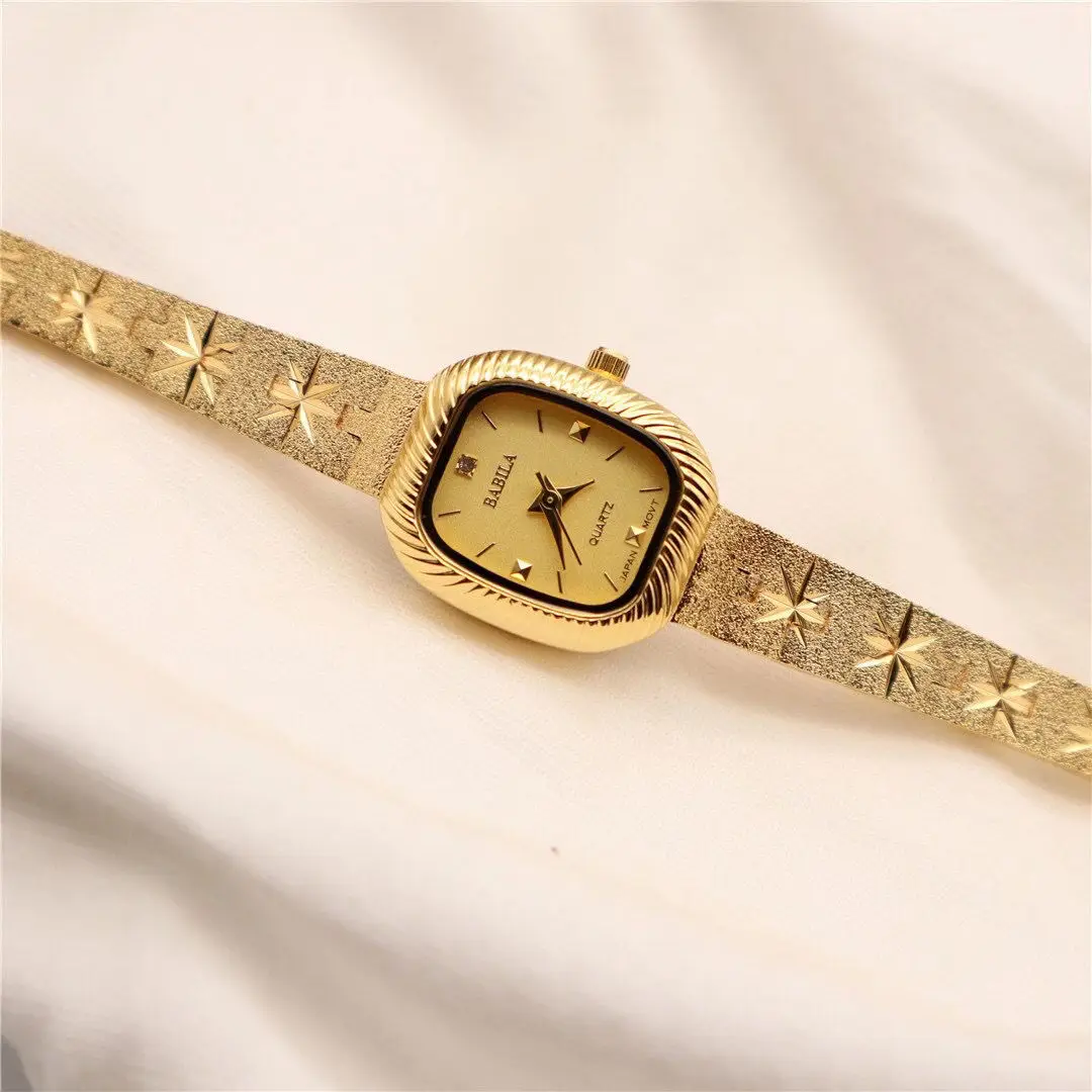 2021 New High Quality Brass Band 24k Gold Watch Square Bracelet Women's
