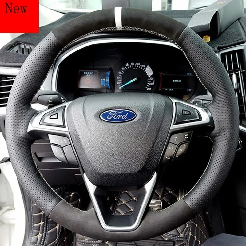 Новинка кожаный замшевый чехол рулевого колеса ручной работы для Ford Ranger Everest Edge