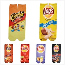 Женские носки унисекс, креативные модные Гольфы с принтом картофельных чипсов, забавные повседневные хлопковые носки для женщин и мужчин, женские носки