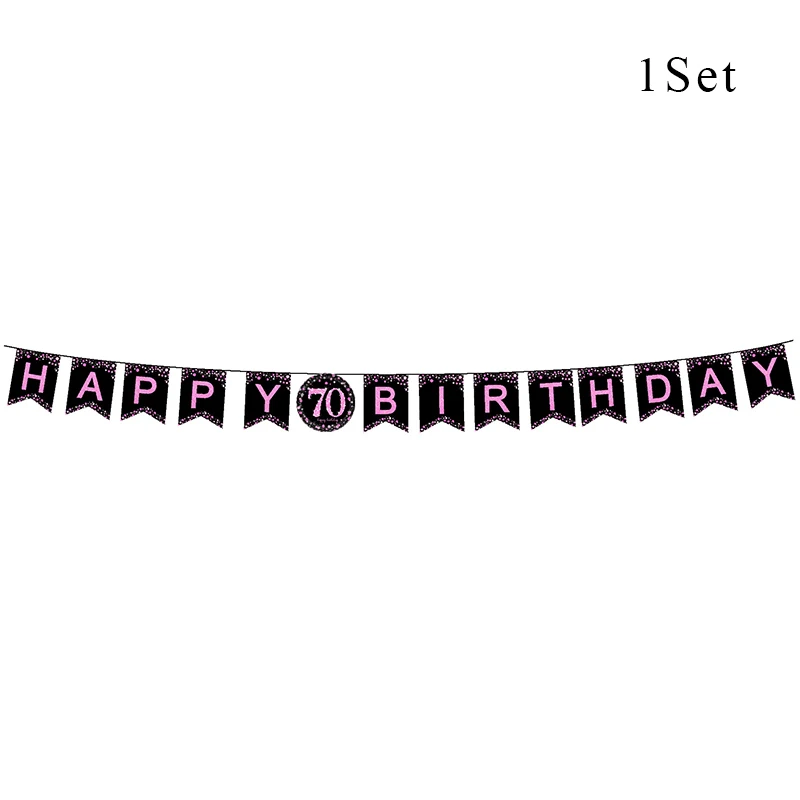 Banner x 1set Розовый 70th день рождения одноразовая посуда для вечеринки Посуда Бумажная чашка пластина Салфетка скатерть воздушный шар женщина день рождения товары для вечеринок - Цвет: Banner x 1set