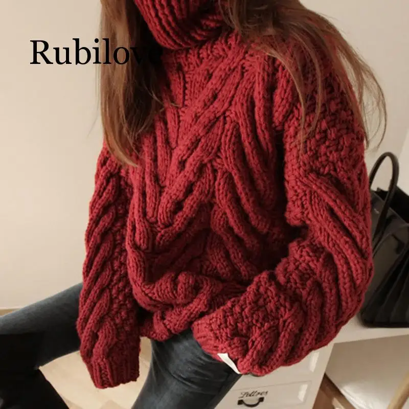 

Rubilove women's sweater turtleneck 2019 New Autumn Winter Sweater Women Long Sleeve Pullover Women Basic Sweaters Women Knit To