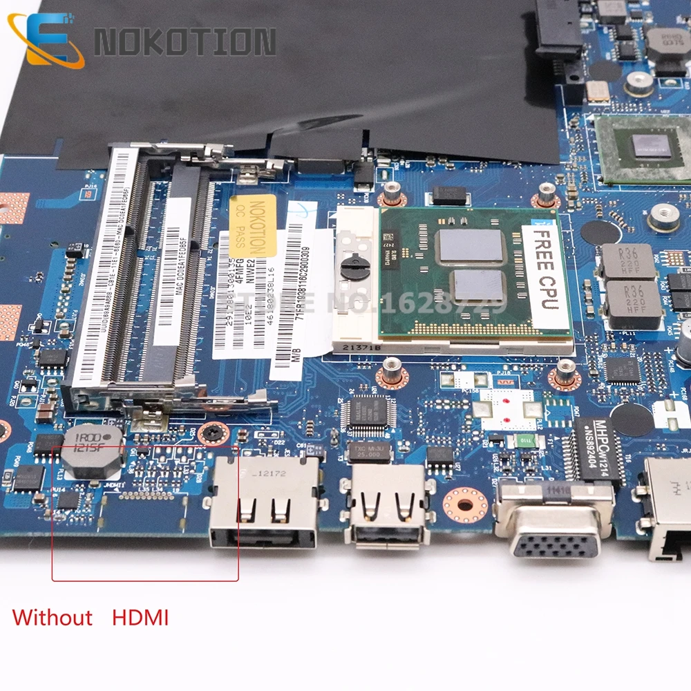 NOKOTION NIWE2 LA-5752P основная плата для lenovo Ideapad G560 материнская плата для ноутбука GT310M Графика Бесплатная Процессор DDR3 Без HDMI Порты и разъёмы