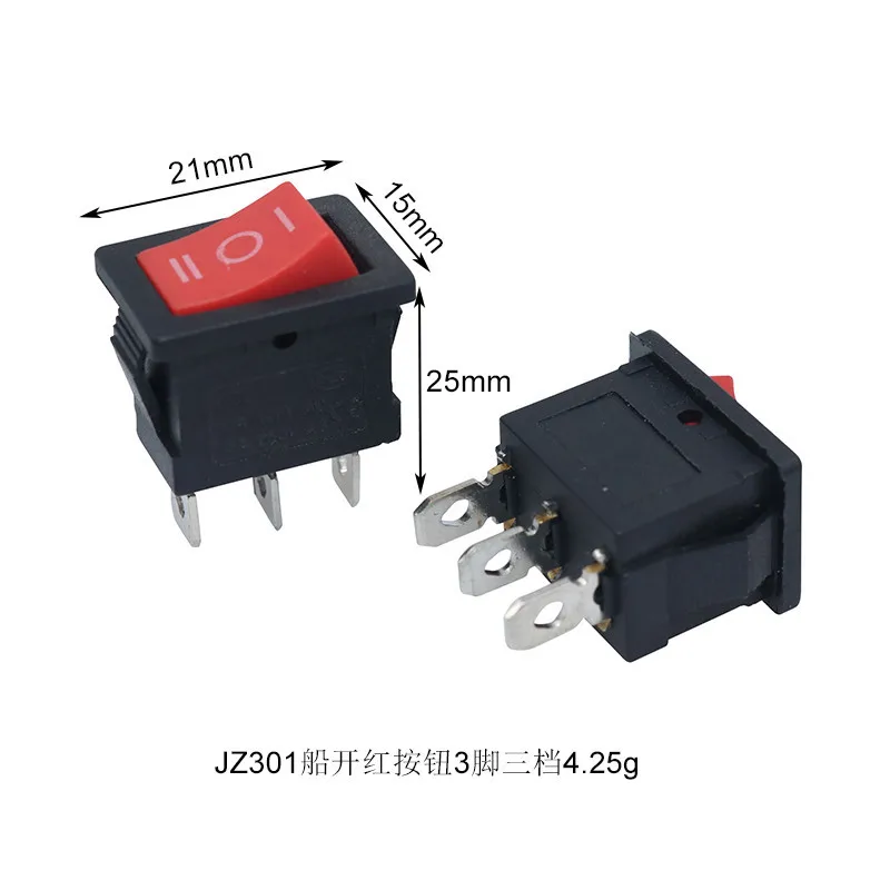 JZ301船开红按钮3脚三档4.25g