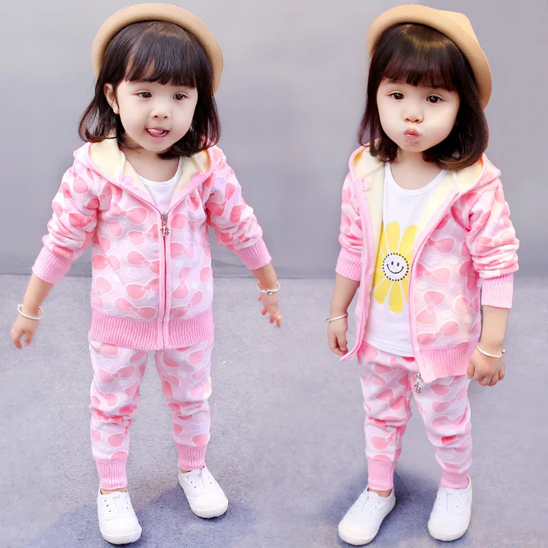 

Girls Spring Clothing Set 2019 New Style Fashion Childrenswear 0 Slip-Aged 1-2 Years Women's Pieces Western Style Zipper Hoodle