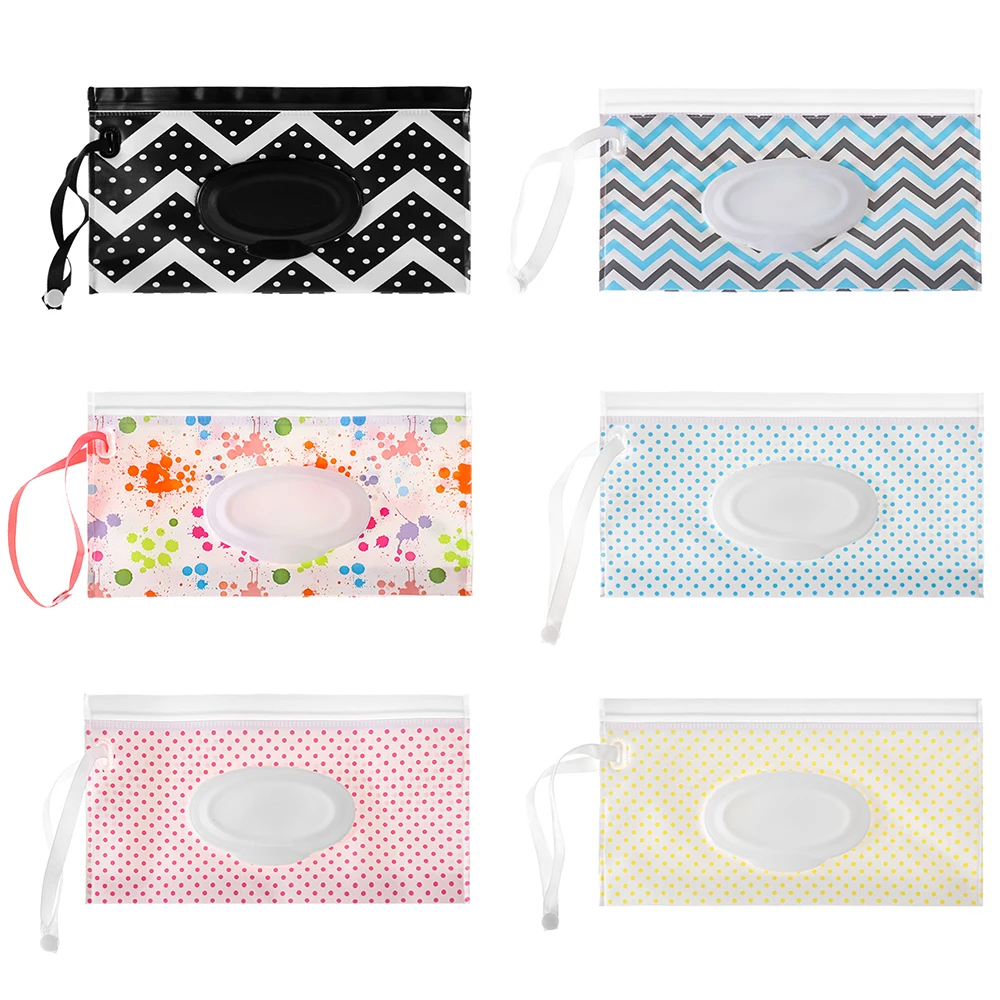1PC Eco-Friendly Wet Wipes Bag Baby Wipes Box Wet Wipe Box Cleaning Wipes Ziplock Bag Clamshell Snap Strap Wipe Container Case 2
