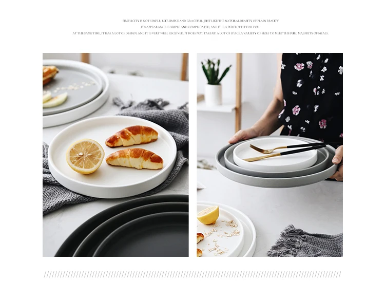 Ceramic Dinner Plates Creative Brief Nordic Style Ceramic Dinner Plate Round Western Plate Fruit Cake Dessert Dish