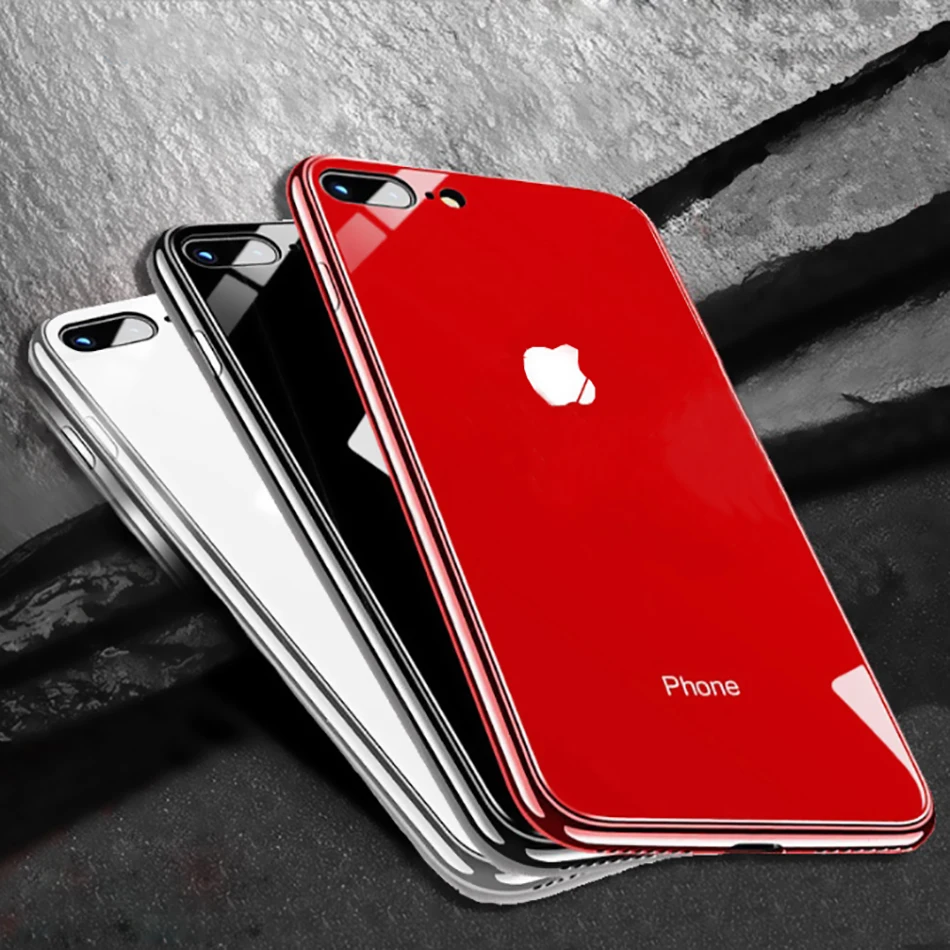 

Luxury Tempered Glass Plating Mirror Case Cover For iPhone 7 11 Pro Max X XR XS 6 8 Plus Xs Max Black Glossy Carcasas Coque Etui