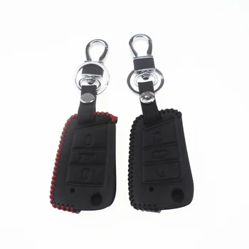 

Leather Key Case Key Cover For Volkswagen VW Golf 7 GTI R MK7 Tiguan 2017 For Skoda Octavia A7 For Seat Leon Ibiza Key Portect