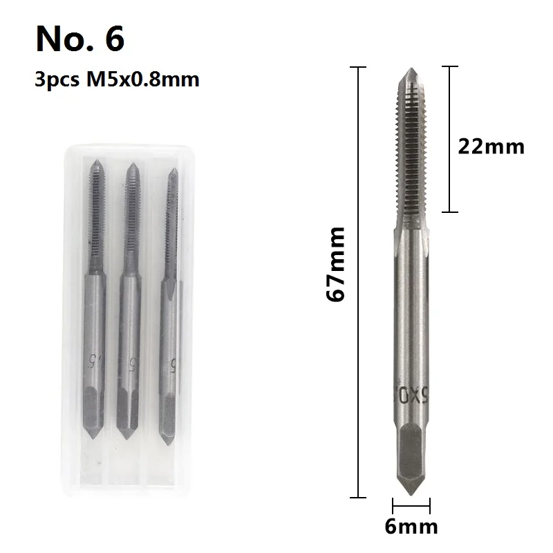 3pcs M5x0.8 XCAN 3 шт. M2-M12 метрический ручной кран Набор HSS машина винтовой кран сверло ручные инструменты Резьбовая заглушка кран сверло - Цвет: 3pcs M5x0.8