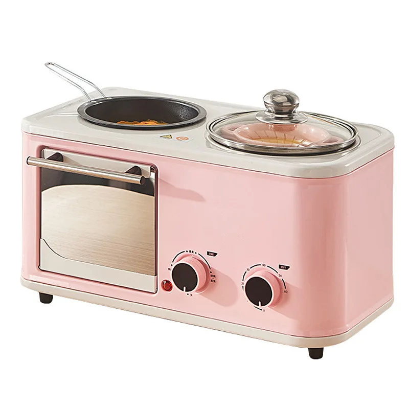 

Electric 3 In 1 Household Breakfast Machine Mini Bread Toaster Baking Oven Omelette Fry Pan Hot Pot Boiler Food Steamer