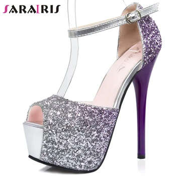 

SARAIRIS Female Office Fashion mixed-color Cloth Pumps Comfort Wedges Pumps Women Brand Designer Ankle Strap Shoes Woman