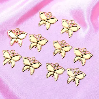 

Flatfoosie 10Pcs/set Gold Color Metal Butterfly Jewelry Accessories Vintage Simple Pendant for Making DIY Earrings Necklaces