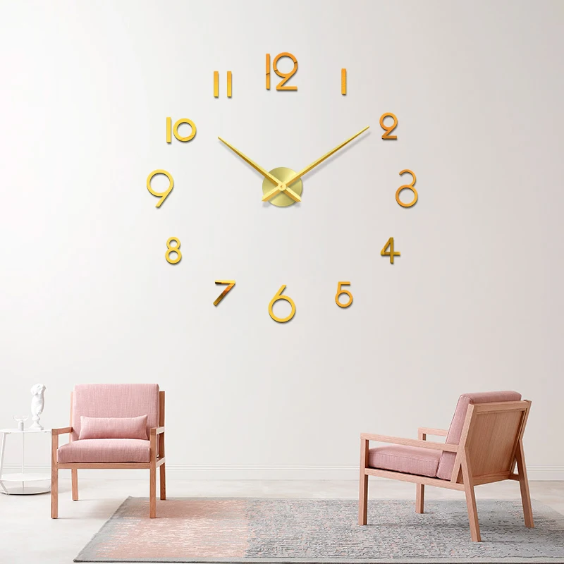 48 Inch Fashion 3D big size wall clock mirror sticker DIY brief living room decor meetting room wall clock diy sticke