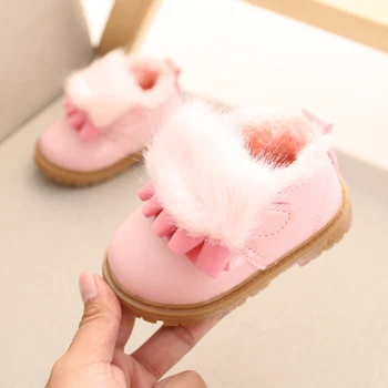 

New Winter Baby Girl Snow Boots Warm Plush Children Boots Girls Pu Leather Sneakers Outdoor Princess Boots Cotton Shoes 0-24M