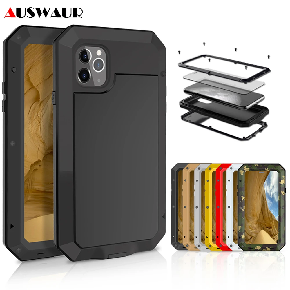 Сверхпрочный защитный чехол для iPhone 5, 6, 7, 8 Plus, X, XR, XS, 11 Pro, MAX Life, водостойкий, ударопрочный, грязеотталкивающий, Алюминиевый, металлический защитный чехол