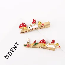 Новинка, Модный милый головной убор с кроликом и грибом для девушек, индивидуальная Изысканная заколка для волос с животными для женщин, ювелирное изделие