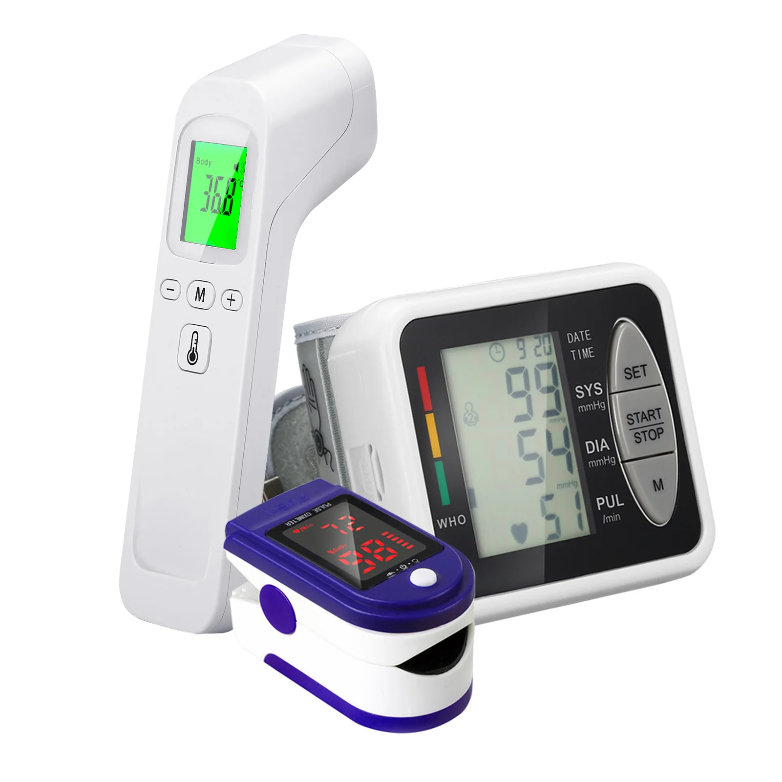 Fingertip Pulse Oximeter OLED Finger Clip Oximetro HRV SpO2 PR PI Respiratory Rate Sleep Monitor +Tonometer +Digital Thermometer