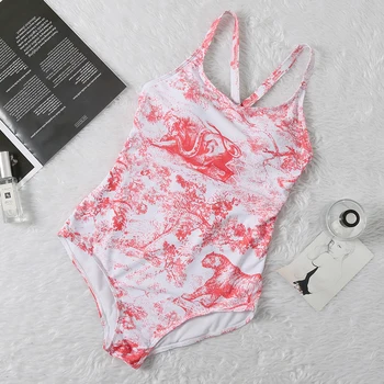 

Luxury Print Bath Suit Push Up One Piece Swimwear Women 2020 Summer Designer Bikishark Swimsuit Monokini Female Beach Wear