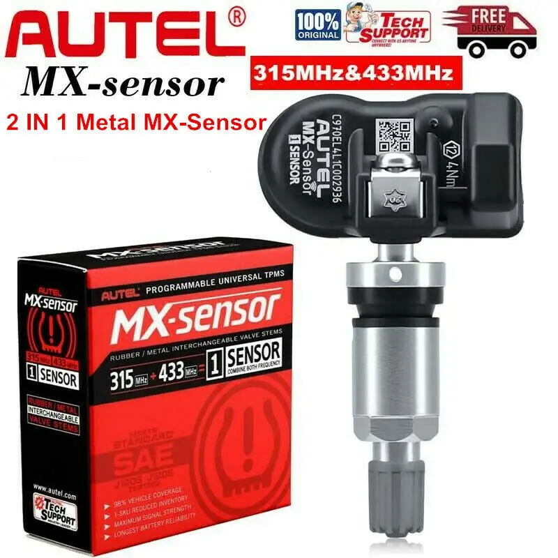 Autel MX-Sensor 2 IN 1 TPMS Tire Sensor Metal Programmable Universal 433/315 MHZ afbeelding