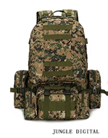 Военный Рюкзак Molle, армейский полевой рюкзак для выживания, камуфляжная дорожная сумка, многофункциональный двойной наплечный ACU рюкзак 55Л большой емкости - Цвет: gungle digi