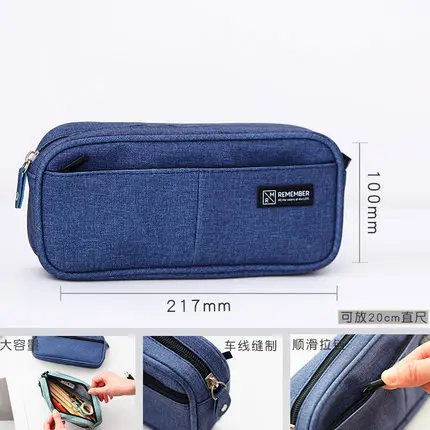 DARK BLUE Сумочка для ручек и карандашей чехол многоцветная большая вместительность классический достаточно шероховатый маленький инструмент холщовый чехол для карандашей стационарная сумка - Цвет: DARK BLUE