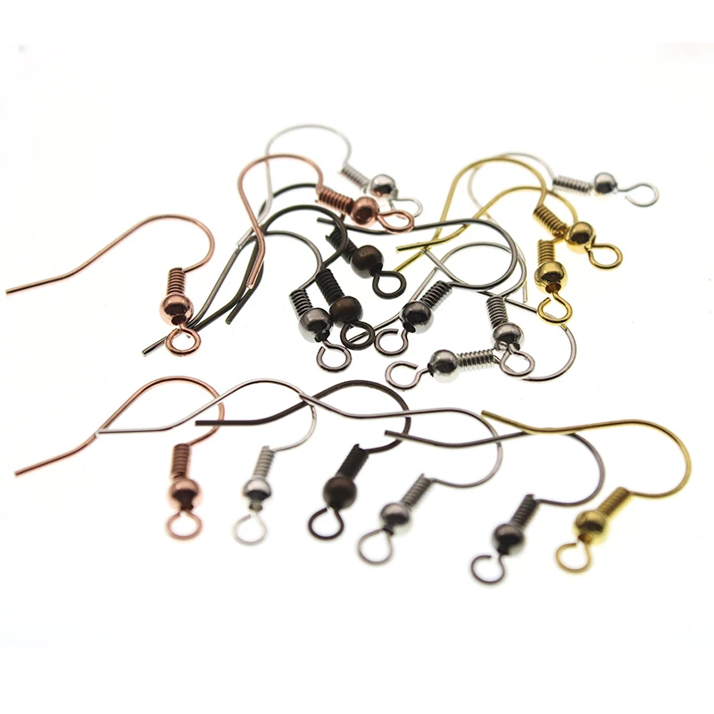 

50pcs Pure Copper (Nickel Free)Earring Wire Hooks Clasp with Bead Charms Earring Ear Wires Fit DIY Jewelry Findings Wholesale