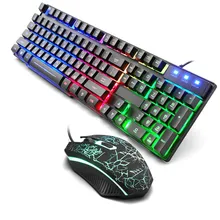 Светящаяся клавиатура с мышью набор русская эргономичная Водонепроницаемая механическая клавиатура новое поступление