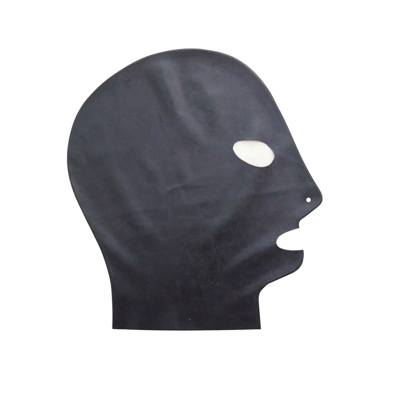 Black M no zipper Латекс фетиш маска капоты без молнии Версия бесшовные Стандартный капюшон глаза ноздри рот черный или красный цвет - Цвет: Black M no zipper