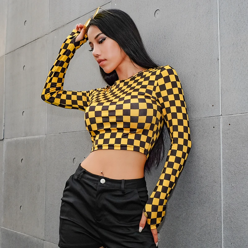 yellow checkered top