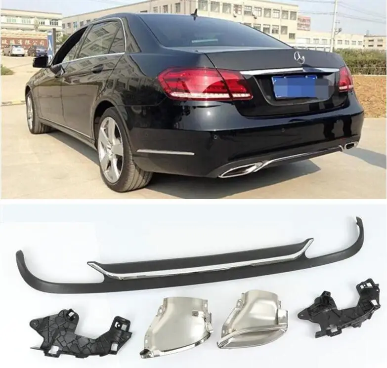 PP Rear Bumper Outlet Trunk Diffuser with Exhaust Tips Cover For Mercedes-Benz E Class W212 E200 E250 E260 E300 E350 E500 14-17