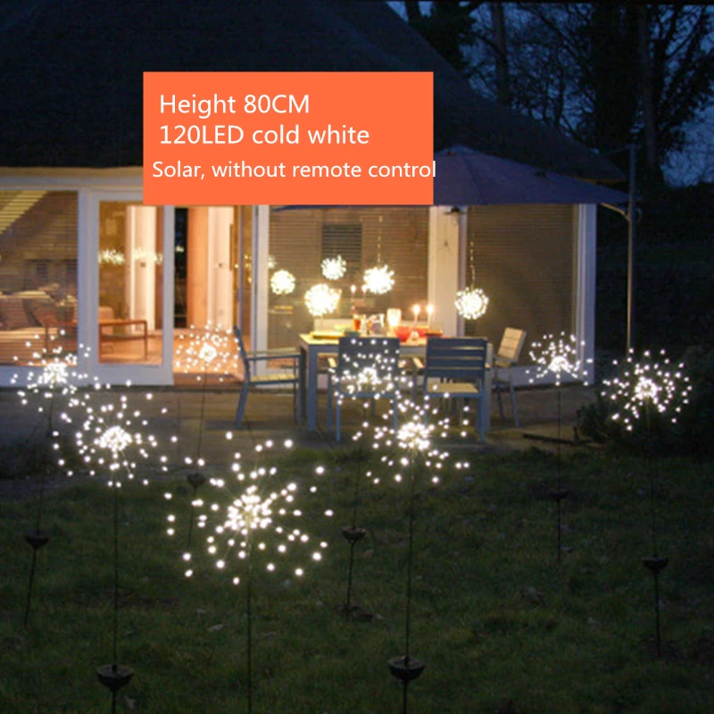 80CM 200LED cold Светодиодный фейерверк на солнечной батарее китайские фонарики, веревка, водонепроницаемая наружная гирлянда, рождественские праздничные украшения - Испускаемый цвет: 80CM 200LED cold