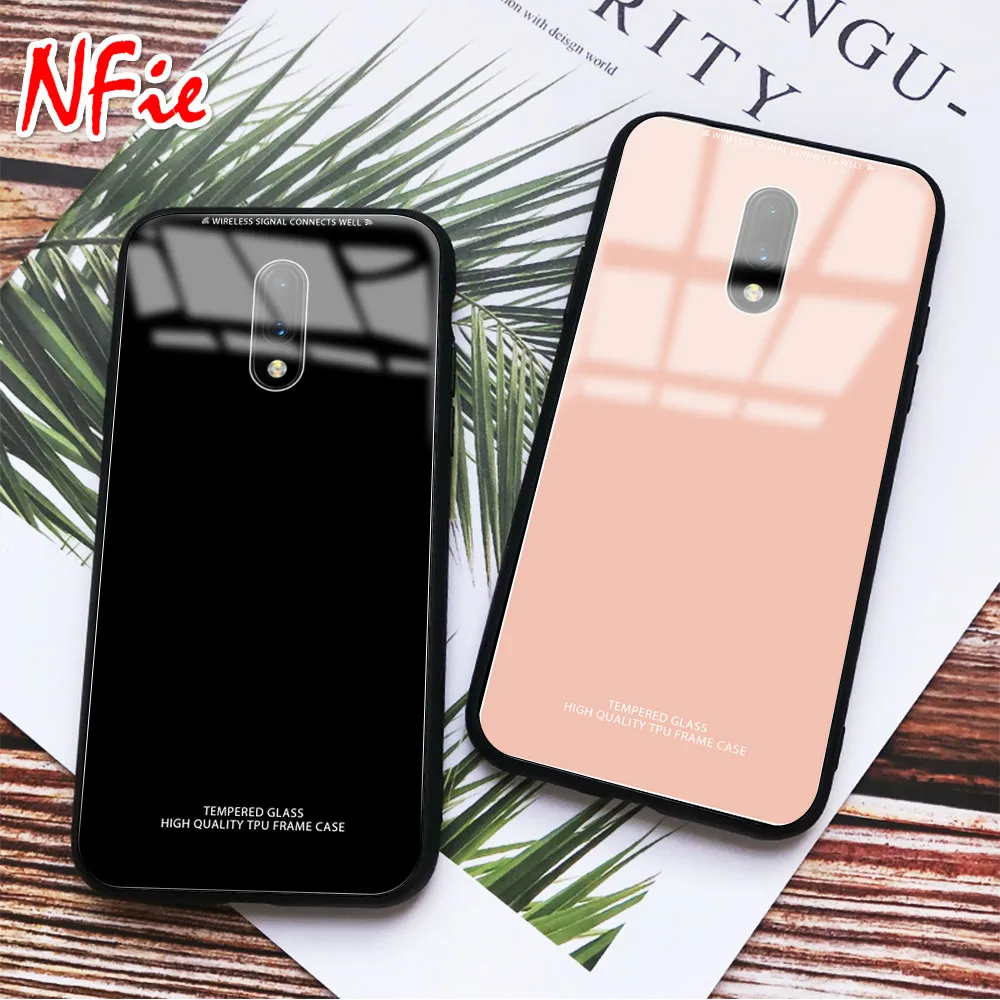 

Tempered Glass Case TPU Soft Silicone Frame Phone Case For Oneplus 7 Pro Phone Case For Oneplus 7 Glass Case Silicon Bumper