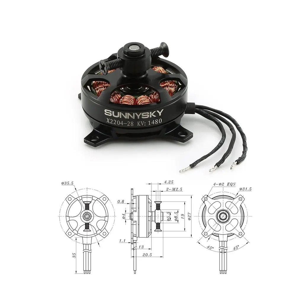 SUNNYSKY X2204 1480KV 1800KV бесщеточный двигатель с фиксированным крылом для многоосевой воздушной радиоуправляемой модели бесщеточного двигателя самолета