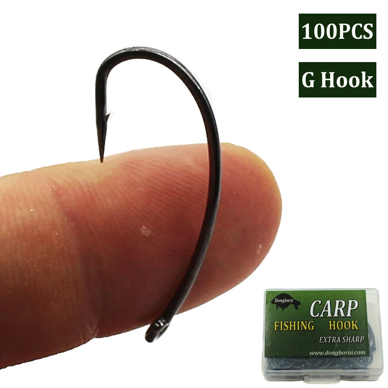 

100PCS/Box Carp Fishing Hook Carbon Gripper Gnippen Hook Teflon Coating Barbed Chod Hair Rig Hook Carp Fishing Accessories 2-10#