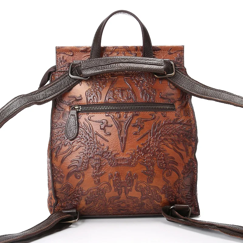 

New Style WOMEN'S Fashion Handbag Retro Hand-rub Color Cowhide Women's Leather Backpack Outdoor Backpack