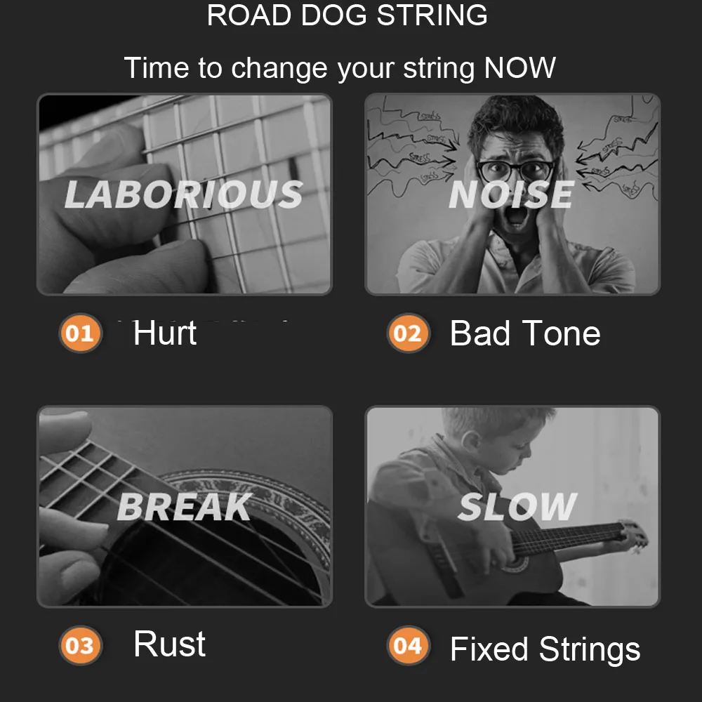 ROAD DOG Высокое качество Акустическая гитара струны 6 шт./компл. Струны для классической гитары фосфорное медное покрытие аксессуары для гитары