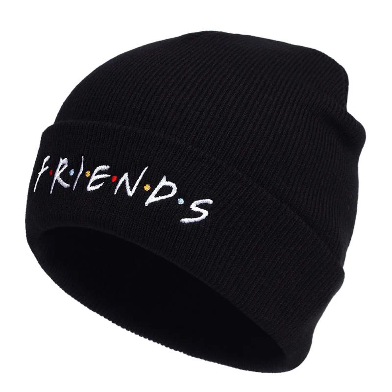 

Friends TV Show Cosplay Cap Letter Embroidery Beanie Hat Knitted Warm Winter Hats Solid Hip-Hop Ski Beanies Bonnet