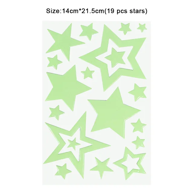 Luminous 3D Stars Dots Wall Sticker for Kids Room Bedroom Home Decoration Glow In The Dark Moon Decal Fluorescent DIY Stickers 19pcs star