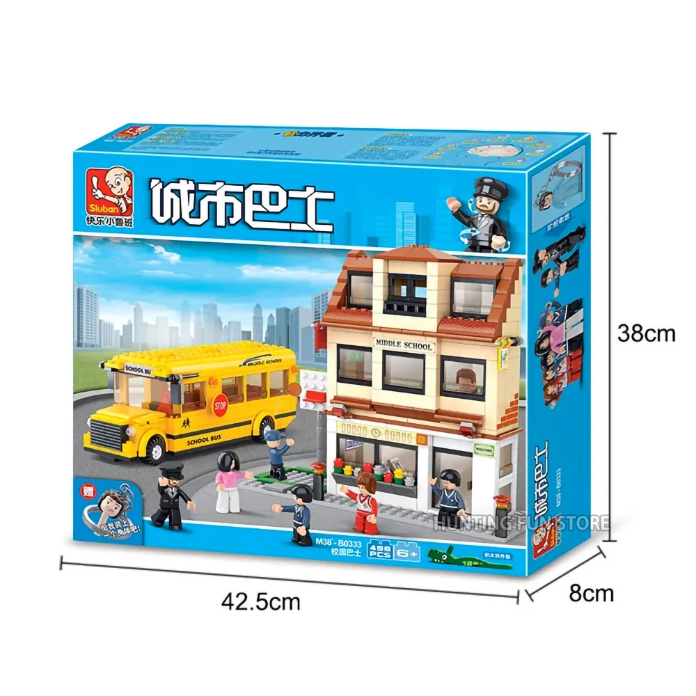 Sluban City серия желтый Школьный кампус автобус CVS Набор фигурок брелок DIY модель Обучающие строительные блоки игрушка для детей подарок