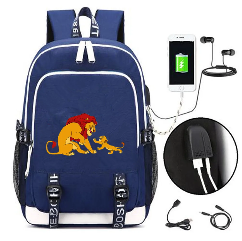 Детская школьная сумка лев Король Simba usb рюкзаки с зарядным устройством для мужчин wo мужской Музыкальный Рюкзак Сумка через плечо дорожная сумка для ноутбука - Цвет: N