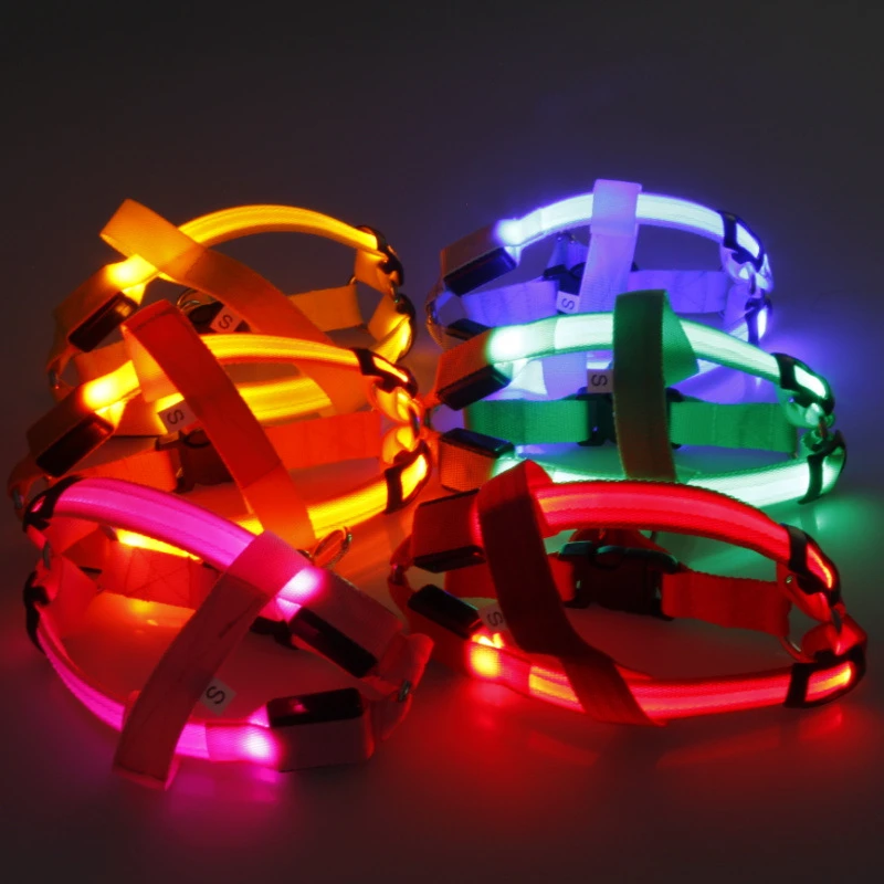 Nylon Pet Safety LED Harness Dog Product Flashing Light Harness LED Dog Harness Leash Rope Belt Dog Collar Vest
