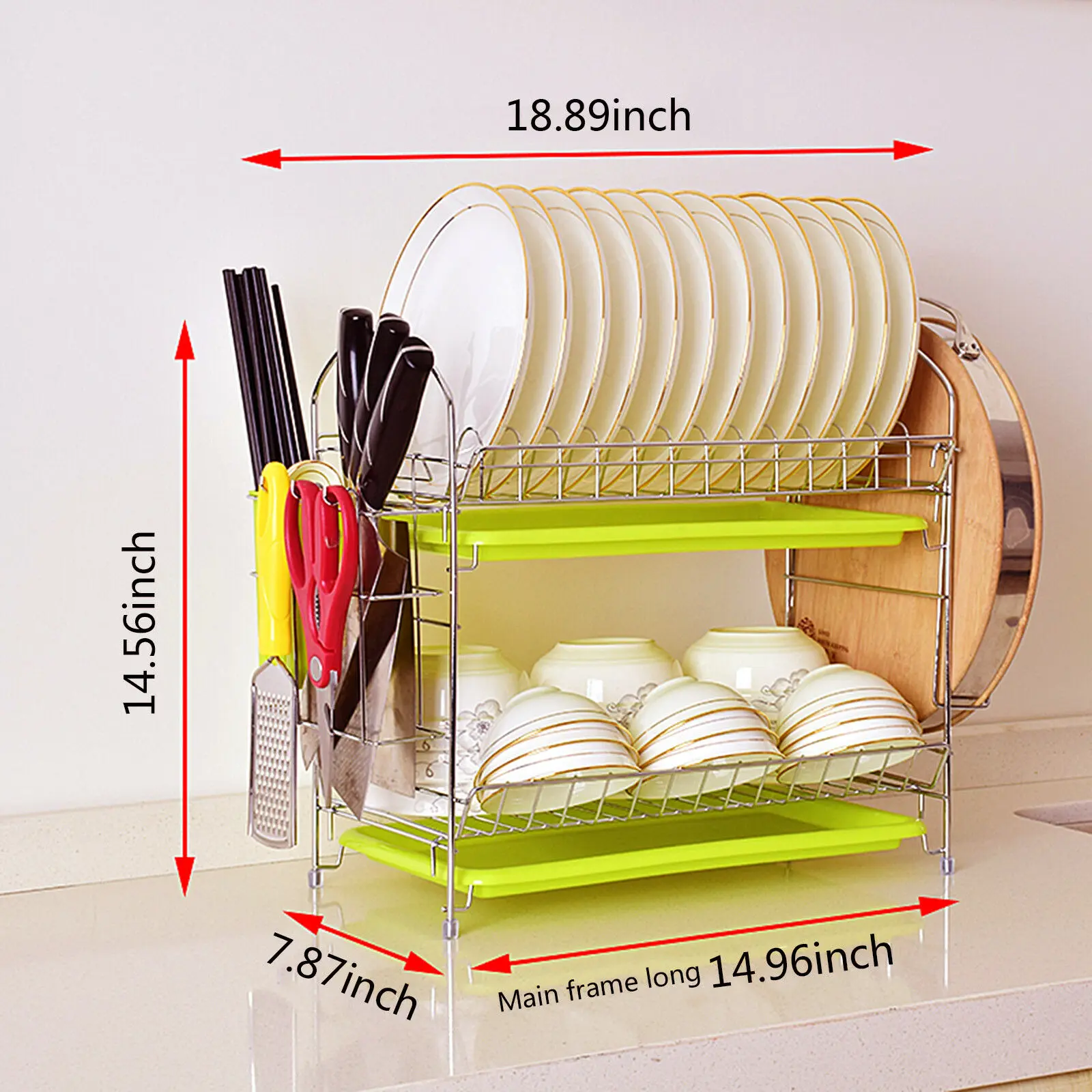 Стеллаж для сушки посуды доска для раковины Кухня хромированный блюдо подставка для сушки 2-х уровневые/3-х уровневая Ножи держатель/палочками для еды, оборот в минуту(R/N/S/дом типа на выбор