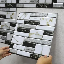 12/24pcs 10x20cm 3D Three-dimensional Tile Stickers PVC Self-Adhesive Wall Stickers Living Room TV Background Decor Dropshipping