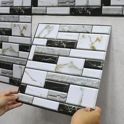 12/24pcs 10x20cm 3D Three-dimensional Tile Stickers PVC Self-Adhesive Wall Stickers Living Room TV Background Decor Dropshipping