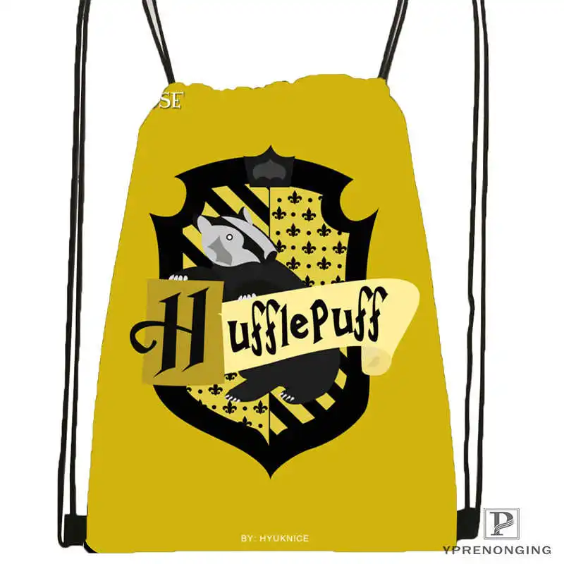 Drawstring Backpack Пользовательские Hufflepuff логотип@ 091 походная сумка на шнурке милый рюкзак для детей(черная спинка) 31x40 см#180531-02-26 - Цвет: Drawstring Backpack