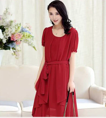 red Clobee женское летнее шифоновое платье свободного размера плюс Vestidos с воланами макси длинные платья Бохо одежда халат сорочка - Цвет: red