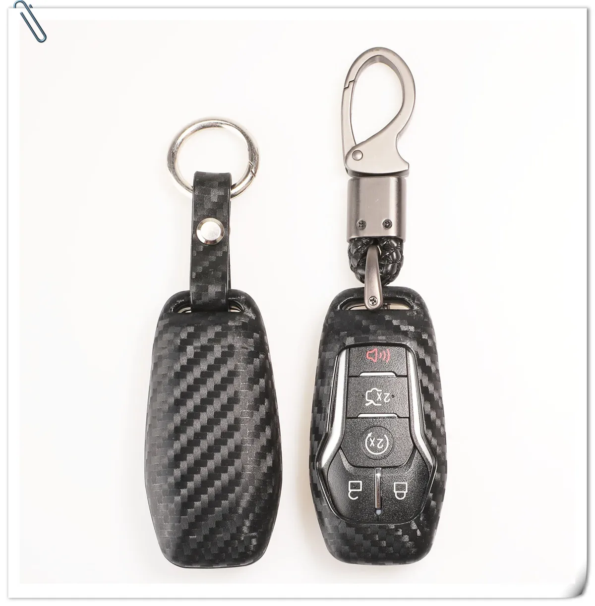 Keyforkess 10pcs custodia protettiva in Silicone morbido in fibra di carbonio per Ford Lincoln Escape Explorer Flex Flex Taurus Fusion Car Styling - Ha7a08bc2315645acae587741be40171bG