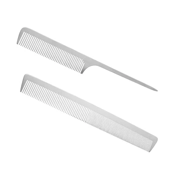 

Pro 2Pcs Haircut Comb Kit White Color Salon Hairdressing Comb Antistatic Stainless Steel Durable